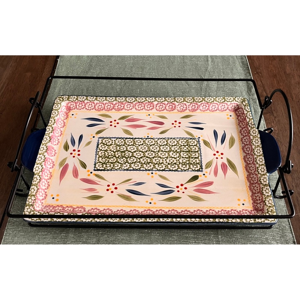 Temp-tations by Tara Old World Confetti Rectangular Tray 15 inch with Carrier - Picture 1 of 5